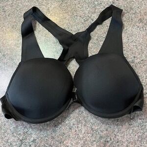 Upushall Womens Black Front Close Racerback Bra Smooth Molded Cups Wide Straps